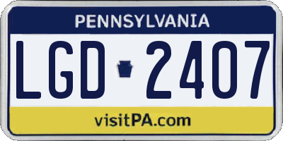 PA license plate LGD2407