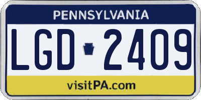 PA license plate LGD2409