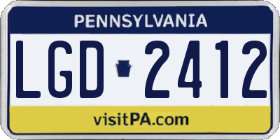 PA license plate LGD2412
