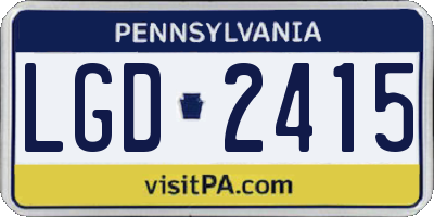 PA license plate LGD2415