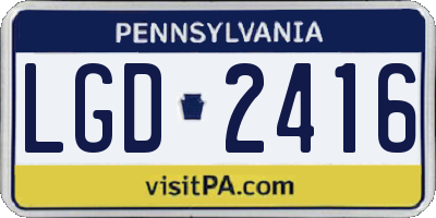 PA license plate LGD2416