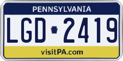 PA license plate LGD2419