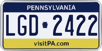 PA license plate LGD2422