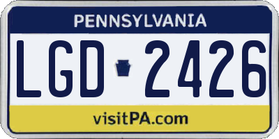PA license plate LGD2426