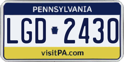 PA license plate LGD2430