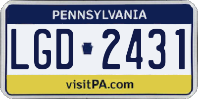 PA license plate LGD2431