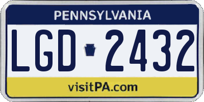 PA license plate LGD2432