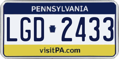 PA license plate LGD2433
