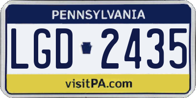 PA license plate LGD2435