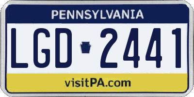 PA license plate LGD2441