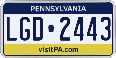 PA license plate LGD2443