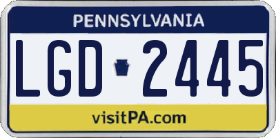 PA license plate LGD2445
