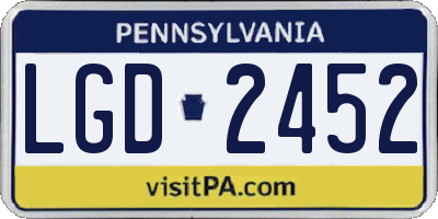 PA license plate LGD2452