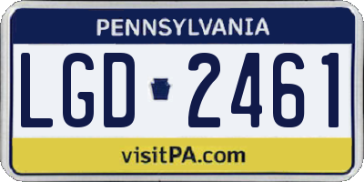 PA license plate LGD2461