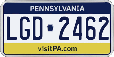 PA license plate LGD2462