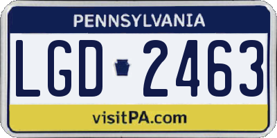 PA license plate LGD2463