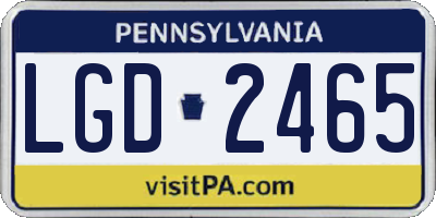 PA license plate LGD2465