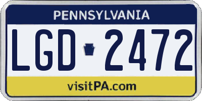 PA license plate LGD2472