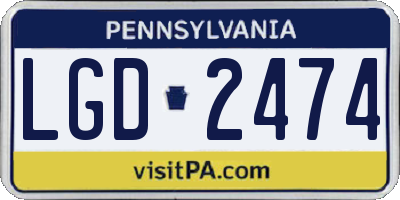 PA license plate LGD2474