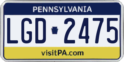 PA license plate LGD2475