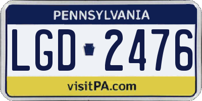 PA license plate LGD2476