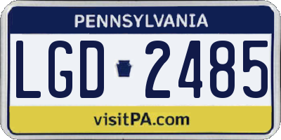 PA license plate LGD2485