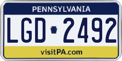 PA license plate LGD2492