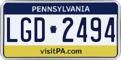 PA license plate LGD2494
