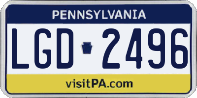 PA license plate LGD2496