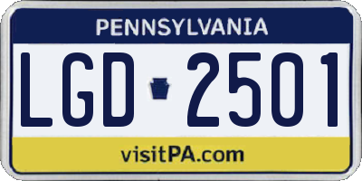PA license plate LGD2501