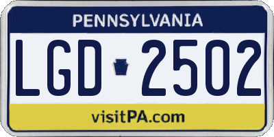 PA license plate LGD2502