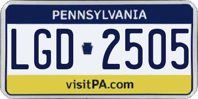 PA license plate LGD2505