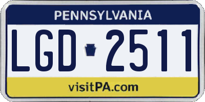 PA license plate LGD2511