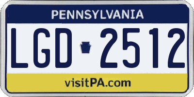 PA license plate LGD2512