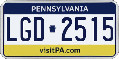 PA license plate LGD2515