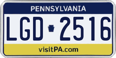 PA license plate LGD2516