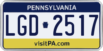 PA license plate LGD2517