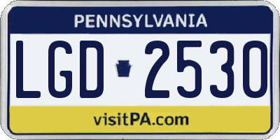 PA license plate LGD2530