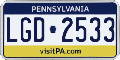 PA license plate LGD2533