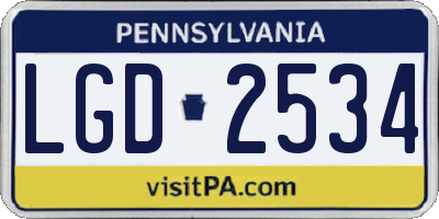 PA license plate LGD2534