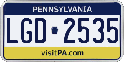 PA license plate LGD2535