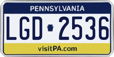 PA license plate LGD2536