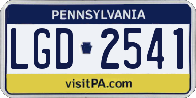 PA license plate LGD2541