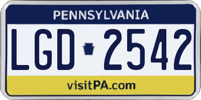 PA license plate LGD2542