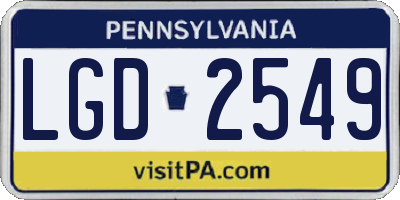 PA license plate LGD2549