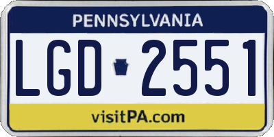 PA license plate LGD2551
