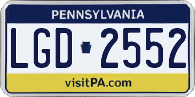 PA license plate LGD2552