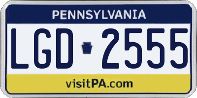 PA license plate LGD2555