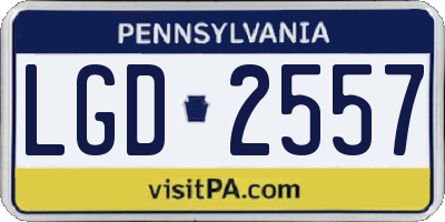 PA license plate LGD2557