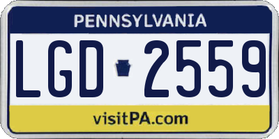 PA license plate LGD2559